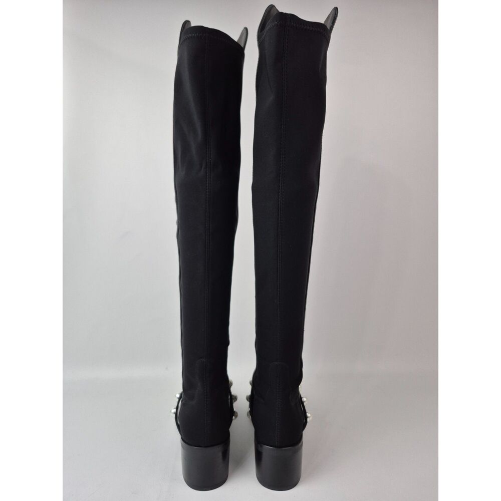 Stuart Weitzman Women's Black Portia 5050 Studded Pearl Boots Size 7.5 B - Picture 5 of 7